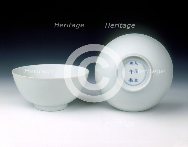 White glazed bowls with anhua dragons, late Kangxi period, Qing dynasty, China, 1700-1722. Artist: Unknown