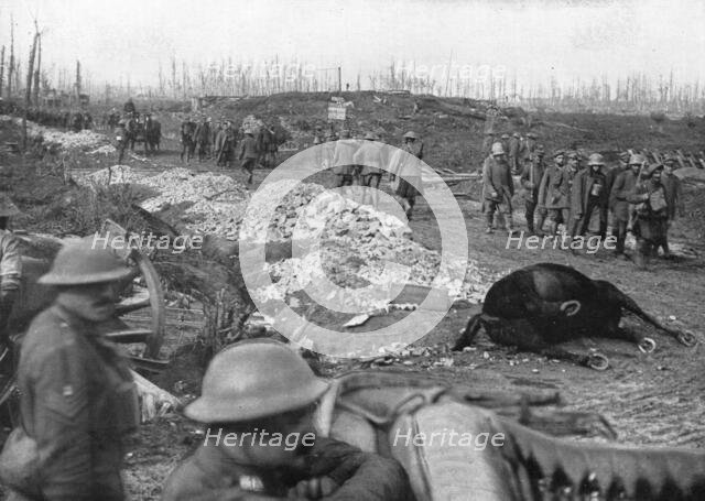The British Push Into Flanders; A crossroads behind the battle, 1917. Creator: Unknown.