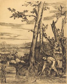 Fishing for Crayfish (Les pecheurs d'ecrevisses). Creator: Alphonse Legros.