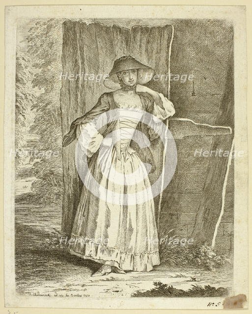 Miss Quantin Standing, 1758. Creator: Daniel Nikolaus Chodowiecki.