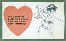 Valentine card with a golfing theme, c1910s-c1920s. Artist: Unknown