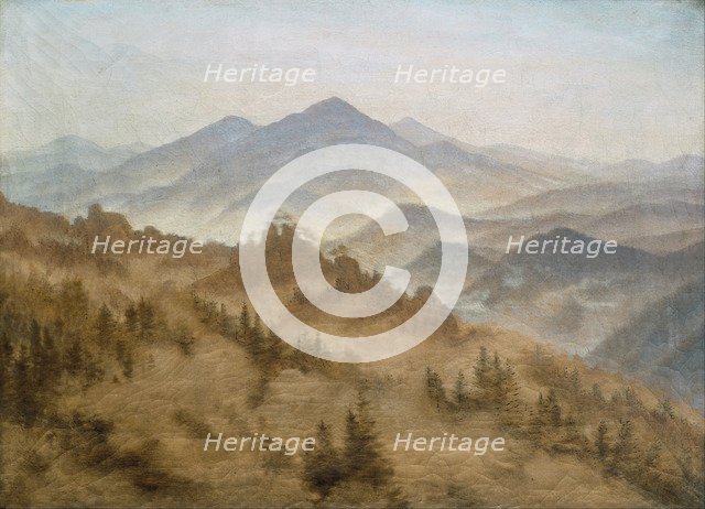 Landscape with the Rosenberg in the Bohemian Mountains. Artist: Friedrich, Caspar David (1774-1840)