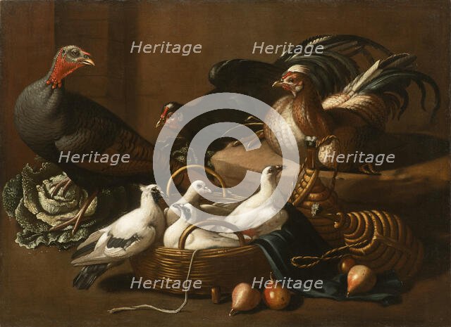 Poultry in the Kitchen, Mid of 17th cen.. Creator: Kerckhoven (Giacomo da Castello), Jacob van der (1636/37-after 1712).