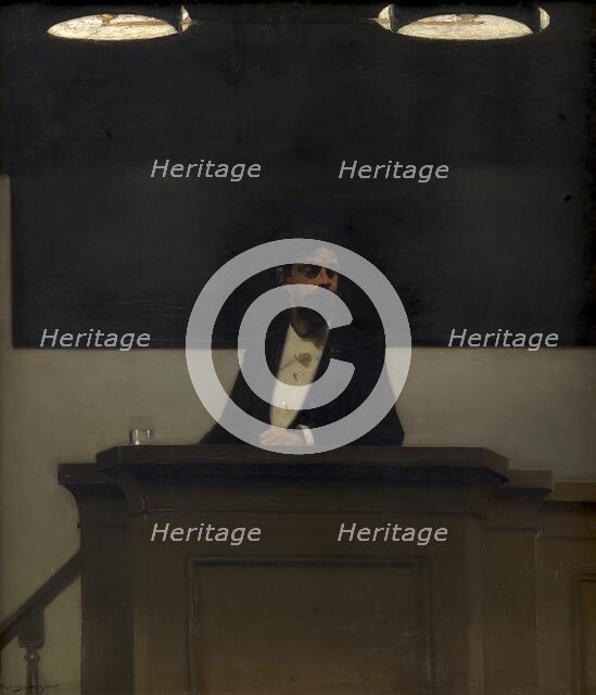 Georg Brandes at the University of Copenhagen, 1889. Creator: Harald Slott-Moller.