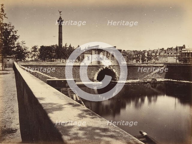 Barracks Post, Place de la Bastille; Canal Tunnel and July Column, 1871. Creator: Alphonse J. Liébert.
