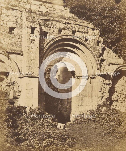Rievaulx Abbey. Doorway of the Refectory, 1850s. Creator: Joseph Cundall.