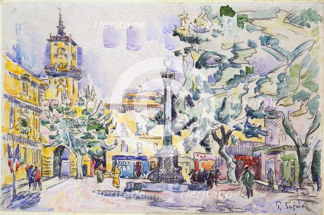 'Square of the Hotel de Ville in Aix-en-Provence', early 20th century. Artist: Paul Signac