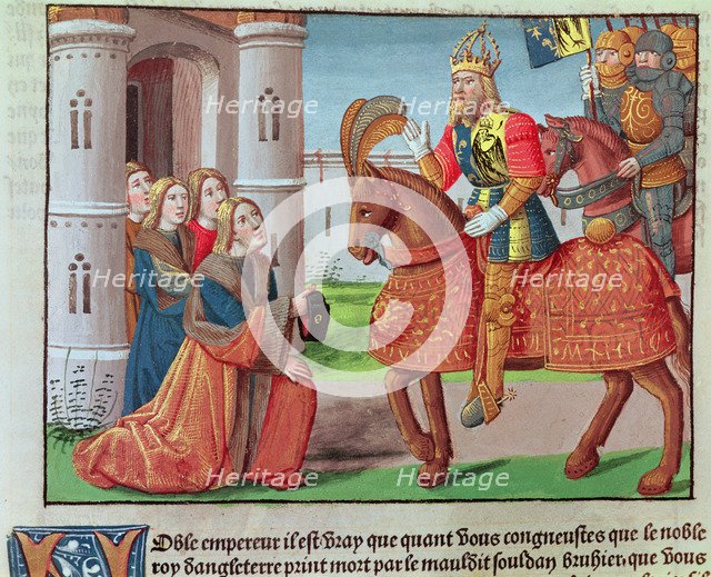 Charlemagne visiting Rome, miniature in the incunable 'Ogier le Danois', printed by A. Verard, Pa…