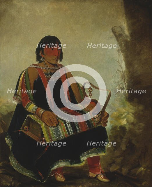 Jú-ah-kís-gaw, Woman With Her Child in a Cradle, 1835. Creator: George Catlin.