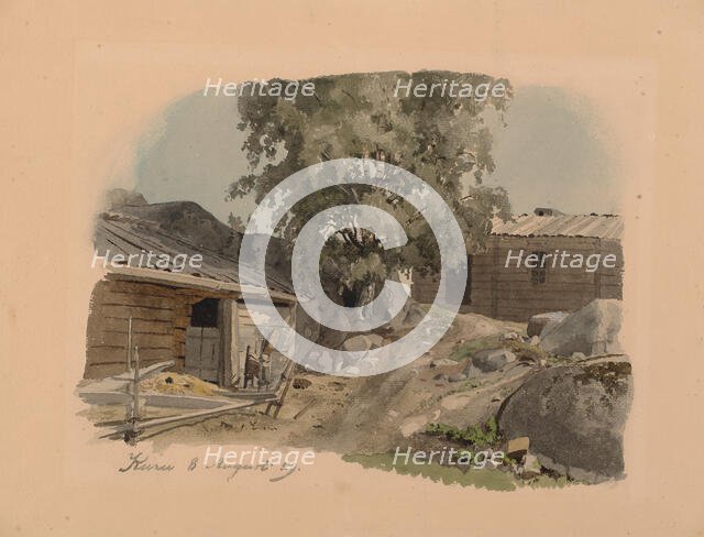 Blacksmith's house and yard, 1859. Creator: Werner Holmberg.