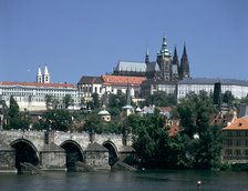 The Charles Bridge, the castle and St Vitus Cathedral, Prague, Czech Republic