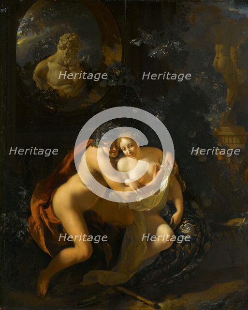 A Couple Making Love in a Park Spied on by Children, 1694. Creator: Adriaen van der Werff.