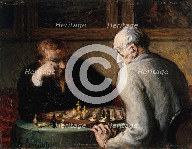 Joueurs d'échecs, between 1863 and 1867. Creator: Honore Daumier.