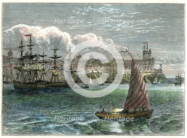 View of the city of San Domingo from the harbour, Dominican Republic, c1880. Artist: Unknown