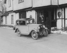 1931 Triumph Scorpion outside the Bell Inn, Hurley, Berkshire, (c1931?). Artist: Unknown