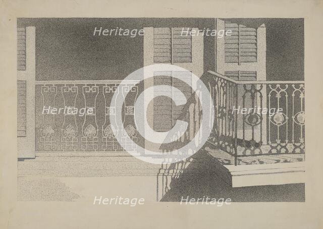 Cast Iron Balcony Rail, c. 1936. Creator: Arelia Arbo.