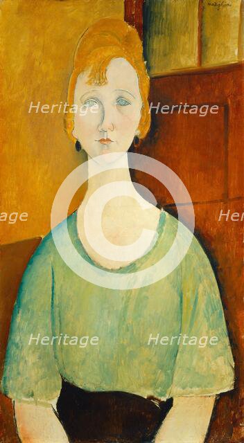 Girl in a Green Blouse, 1917. Creator: Amadeo Modigliani.