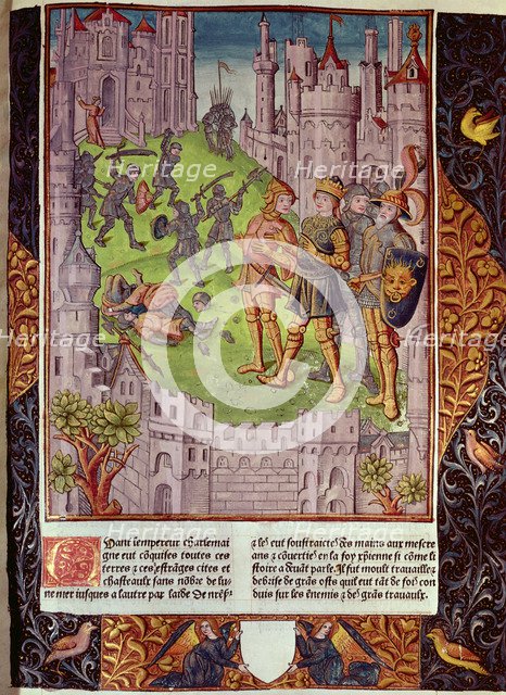 Charlemagne against the Saracens in Spain to liberate the tomb of St. James, the first conquered …