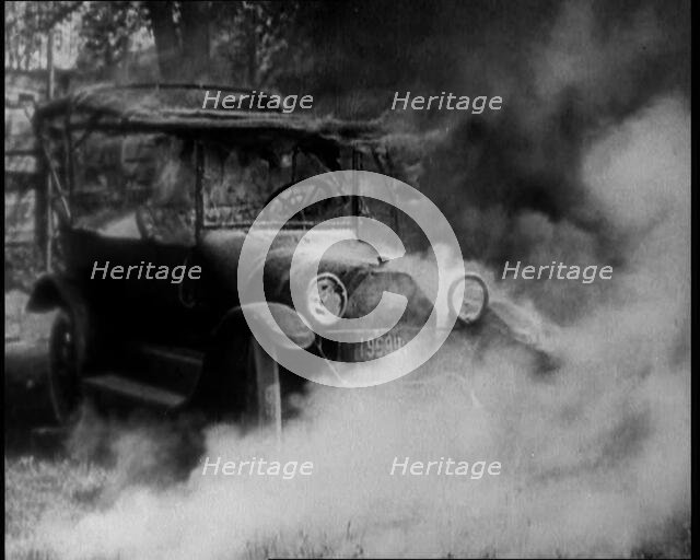 A Car on Fire, 1930. Creator: British Pathe Ltd.
