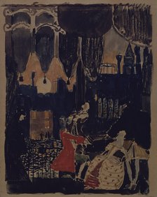 Stage design for the opera Mozart and Salieri by N. Rimski-Korsakov, 1902 (?). Artist: Golovin, Alexander Yakovlevich (1863-1930)