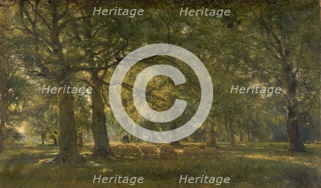 Landscape with Sheep, c1900s. Creator: Franz Courtens.