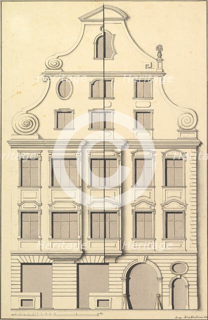 Drawing for the Street Elevation of a Town House, 1729. Creator: Andreas Schneidmann.