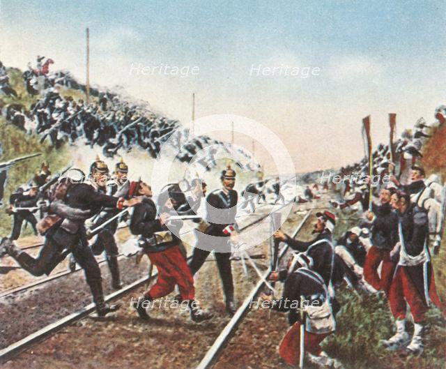 Storming of the railway embankment at Nuits by the Badeners, 18 December 1870, (1936). Creator: Unknown.