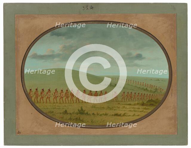 Indian File - Iowa, 1861/1869. Creator: George Catlin.