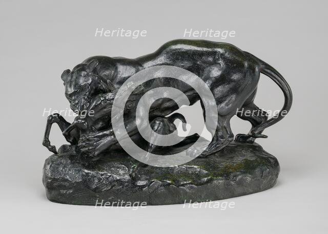 Tiger Attacking an Antelope, model n.d., cast c. 1862/1873. Creator: Antoine-Louis Barye.
