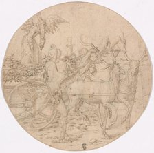 The Triumph of Time (recto); Sketch of a Stag (verso), c.1517. Creators: Unknown, Dirck Vellert.