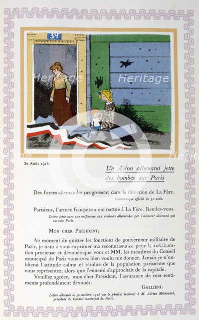 German bombing of Paris, 30th August 1914, (1919). Artist: Andre Helle