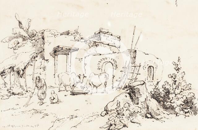 A Village Scene in India [verso], 1814/1824. Creator: George Chinnery.