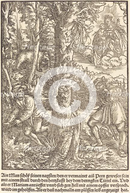 Ain Man Schoss seinen nagsten ..., c. 1503. Creator: Master of the Legend Scenes.