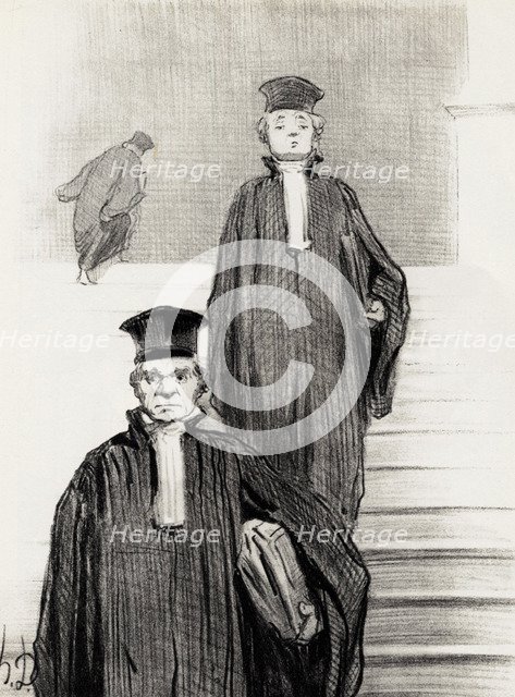 Main Stair case of the Palace of Justice, 1848.  Creator: Daumier, Honoré (1808-1879).