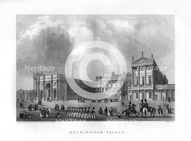 Buckingham Palace, London, 19th century.Artist: J Woods