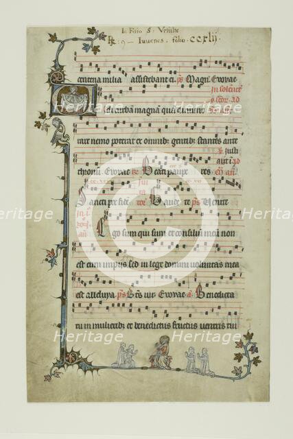 Abraham Drawing the Children of Israel to His Breast, and Christ with Kneeling Monks..., 1330/40. Creator: Unknown.