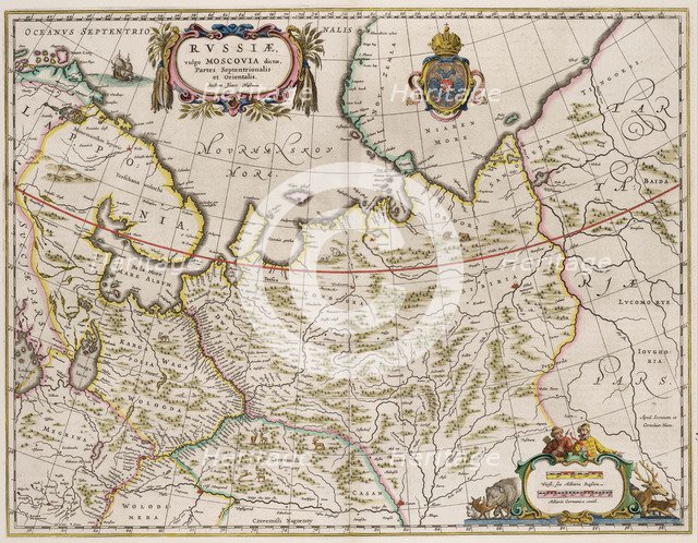 Map of Russia (From: Partes Septentrionalis et Orientalis), 1630s. Artist: Massa, Isaac Abrahamsz. (1586-1643)