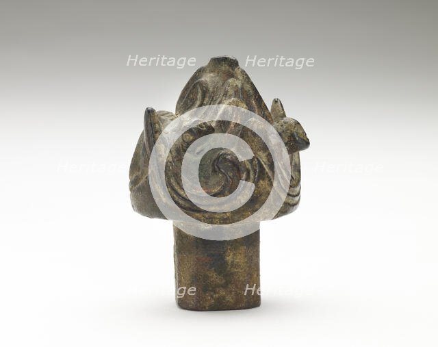 Finial with hills and animals (boshan), Han dynasty, 206 BCE-220 CE. Creator: Unknown.