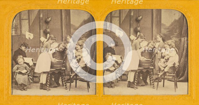 Children washing clothes, about 1860. Creator: Unknown.