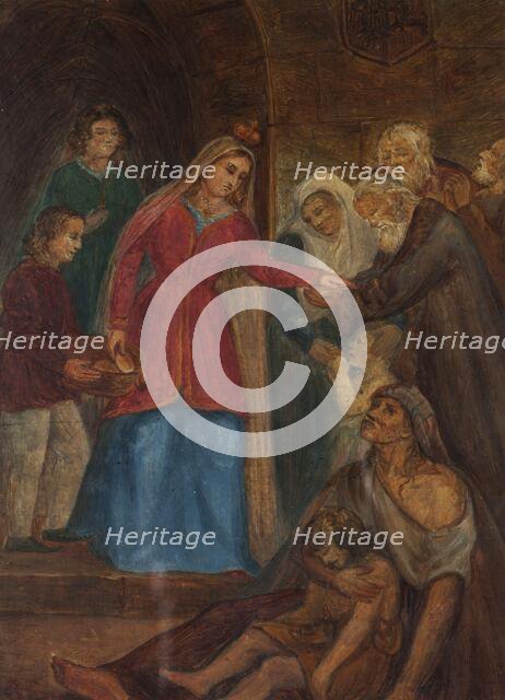 King Jadwiga Distributung Bread to the Poor, 1853. Creator: Maksymilian Cercha.