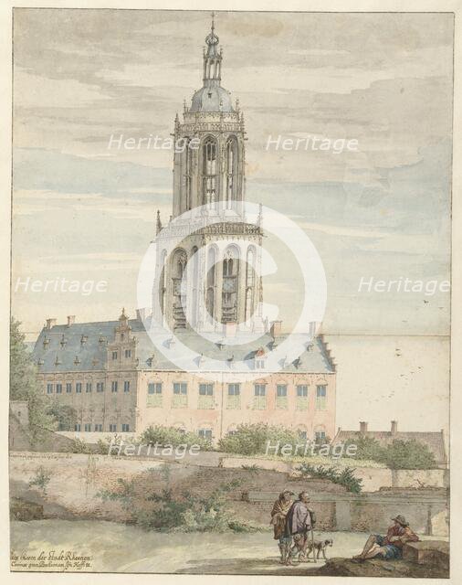 View of the Palace of Frederik V, Elector Palatine, and the Sint-Cunerakerk, Rhenen, 1644. Creator: Pieter Jansz Saenredam.
