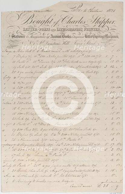 Trade Card for Charles Skipper, Letter Press and Lithographic Printer, 1828., 1828. Creator: Anon.