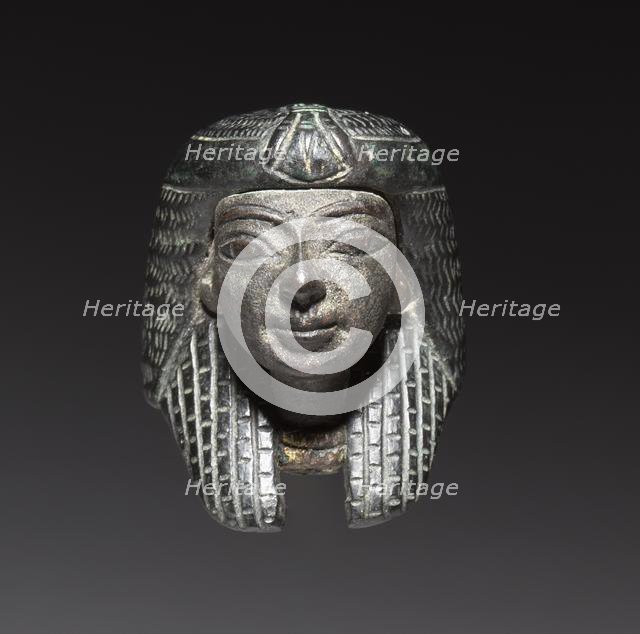 Bronze Mount from a "Shawabty Bundle": Head, c. 1336-1256 BC. Creator: Unknown.