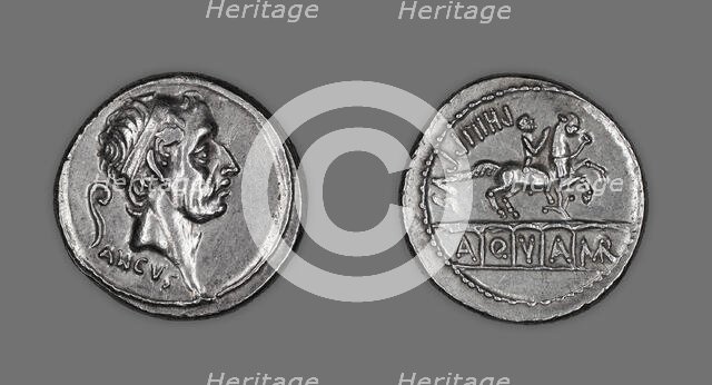 Denarius (Coin) Portraying King Ancus Marcius, 56 BCE, issued by L. Marcius Philippus. Creator: Unknown.
