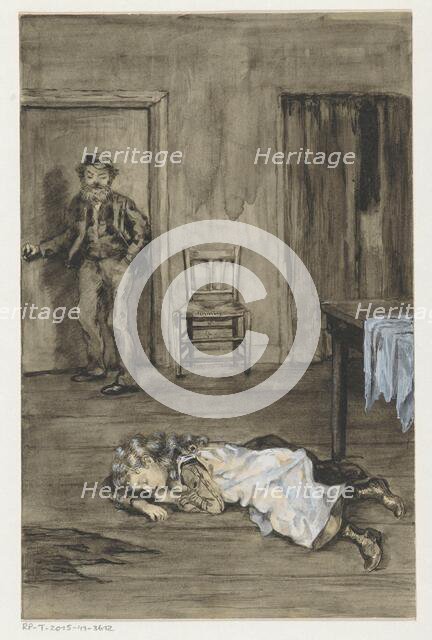 Girl sleeping on the floor, 1905 or earlier.  Creator: Anna Maria Kruijff.