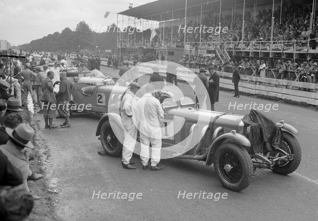 Mercedes-Benz SSKs of Malcolm Campbell and Earl Howe, Irish Grand Prix, Phoenix Park, Dublin, 1930. Artist: Bill Brunell.