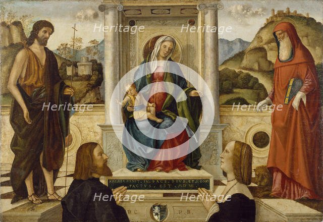Madonna and Child Enthroned with Saints and Donor, 1507. Creator: Workshop of Vittore Carpaccio.