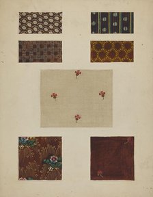 Materials from Patchwork Bedspread, c. 1936. Creator: Frances Lichten.