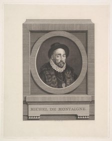 Portrait of Michel de Montaigne (1533-1592), 1774. Creator: Saint-Aubin, Augustin, de (1736-1807).