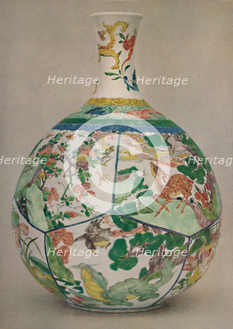 'Chinese Porcelain Bottle in Enamel Famille Verte. Period of K'Ang His, 1662-1722, (1928). Artist: Unknown.
